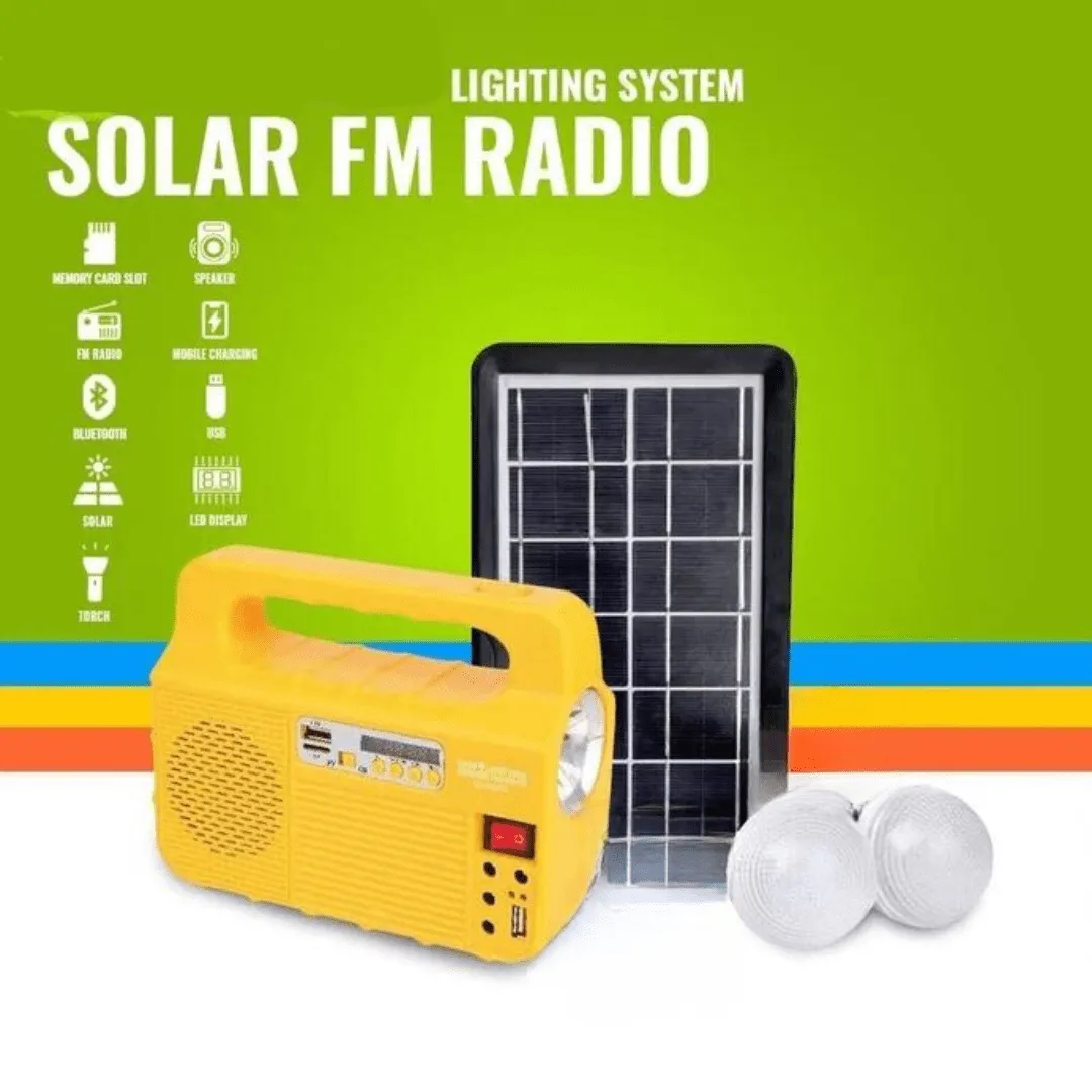 Kit solaire portable pour camping avec chargeur solaire, lampe torche et radio latérale