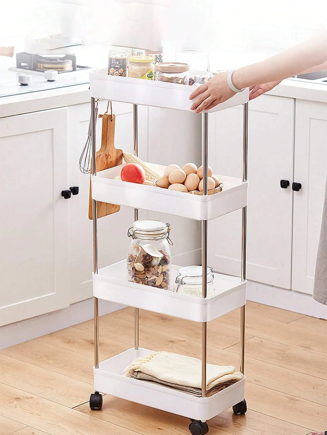 Chariot De Rangement Multicouche Pour Cuisine Et Chambre À Coucher Avec Roulettes Pour L'organisation Et Le Tri Des Collations