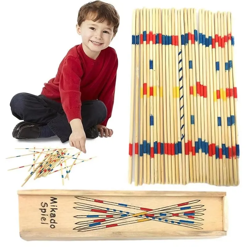 Jeu Mikado en bois avec 41 bâtons pour enfants et adultes