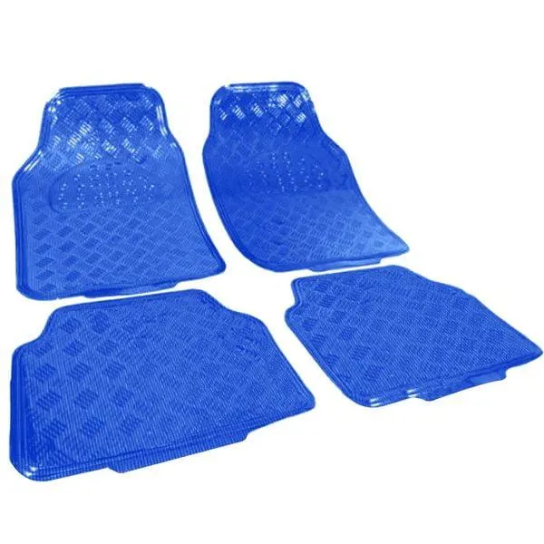 Ensemble de 4 Tapis de Sol de Voiture en Caoutchouc Aluminium
