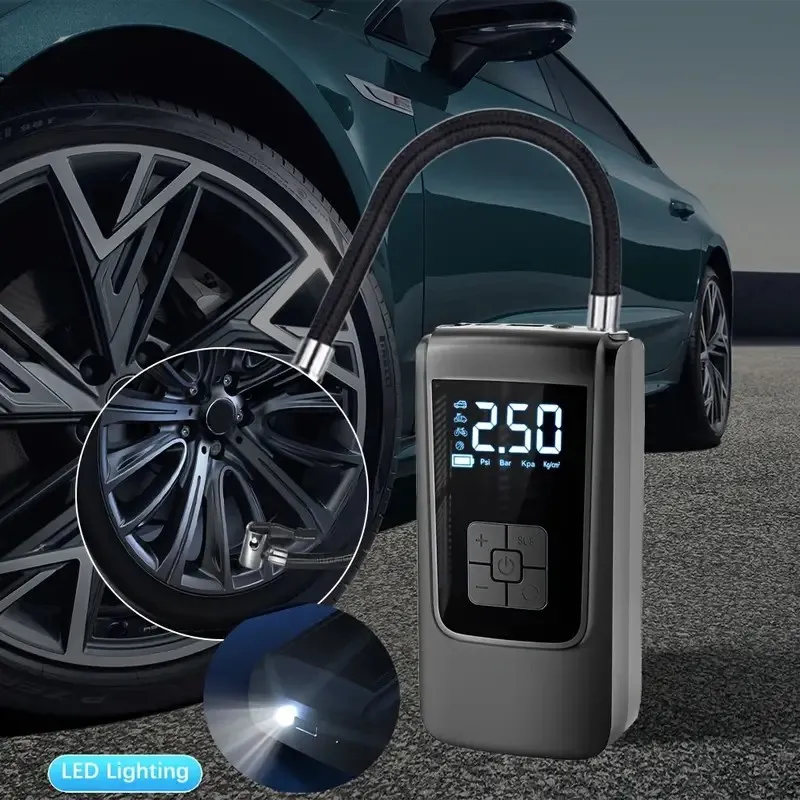 Pompe à Air intelligente Portable sans fil avec affichage numérique pour pneus de voiture, moto, vélo