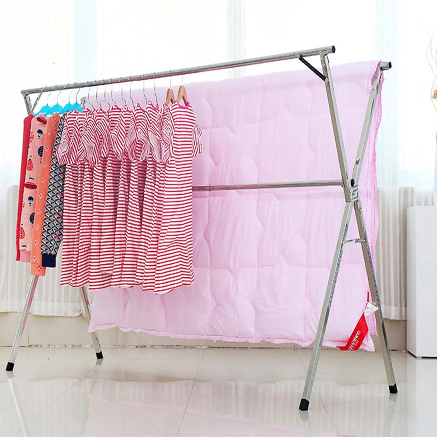 Séchoir à linge polyvalent en acier inoxydable pour usage intérieur et extérieur