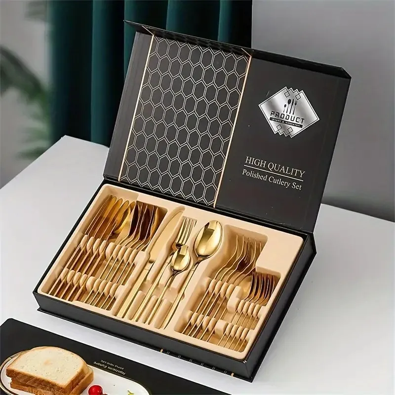 Kit de 24 Couverts en Acier Inoxydable pour La Maison, Le Restaurant, L'hôtel