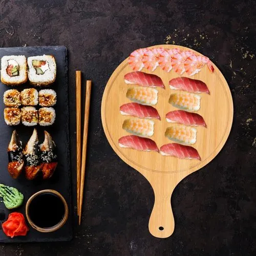 Plateau de Service en Bambou pour Collations et Pain