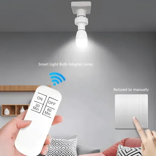 Support de Lampe E27 Intelligent avec Télécommande,marche et arrêt,110V/220V