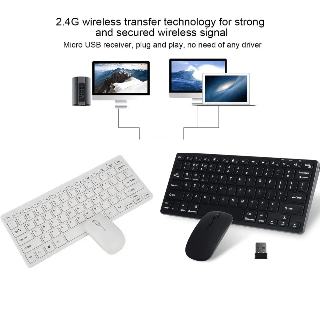 Productivité sans Fil Pusokei Clavier et Souris Blanc Élégant 2.4G (colleur aléatoire)