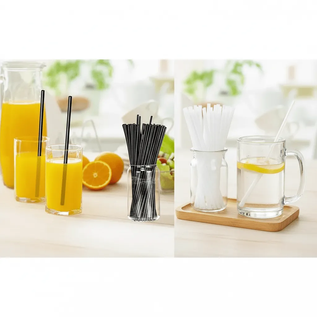 Pailles en Plastique Épais Réutilisables Un Choix Écologique pour un Dîner de Mariage Élégant (colleur aléatoire)