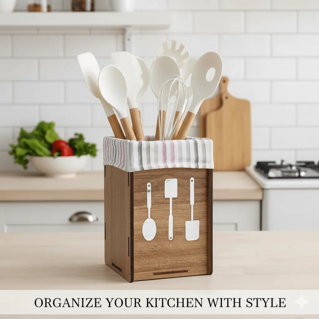 Élégant Organisateur en Bois pour Enveloppes et Cuillères