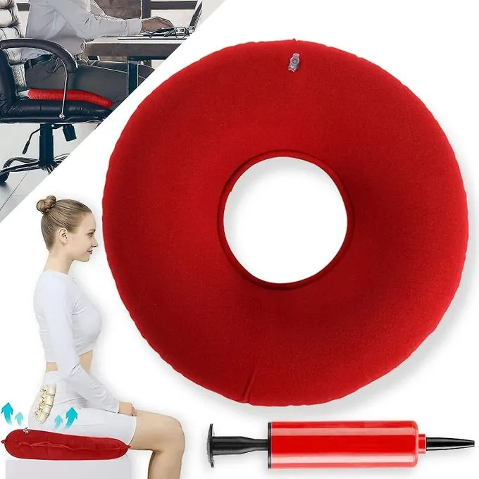 Confort ultime Coussin rond gonflable en caoutchouc avec pompe intégrée