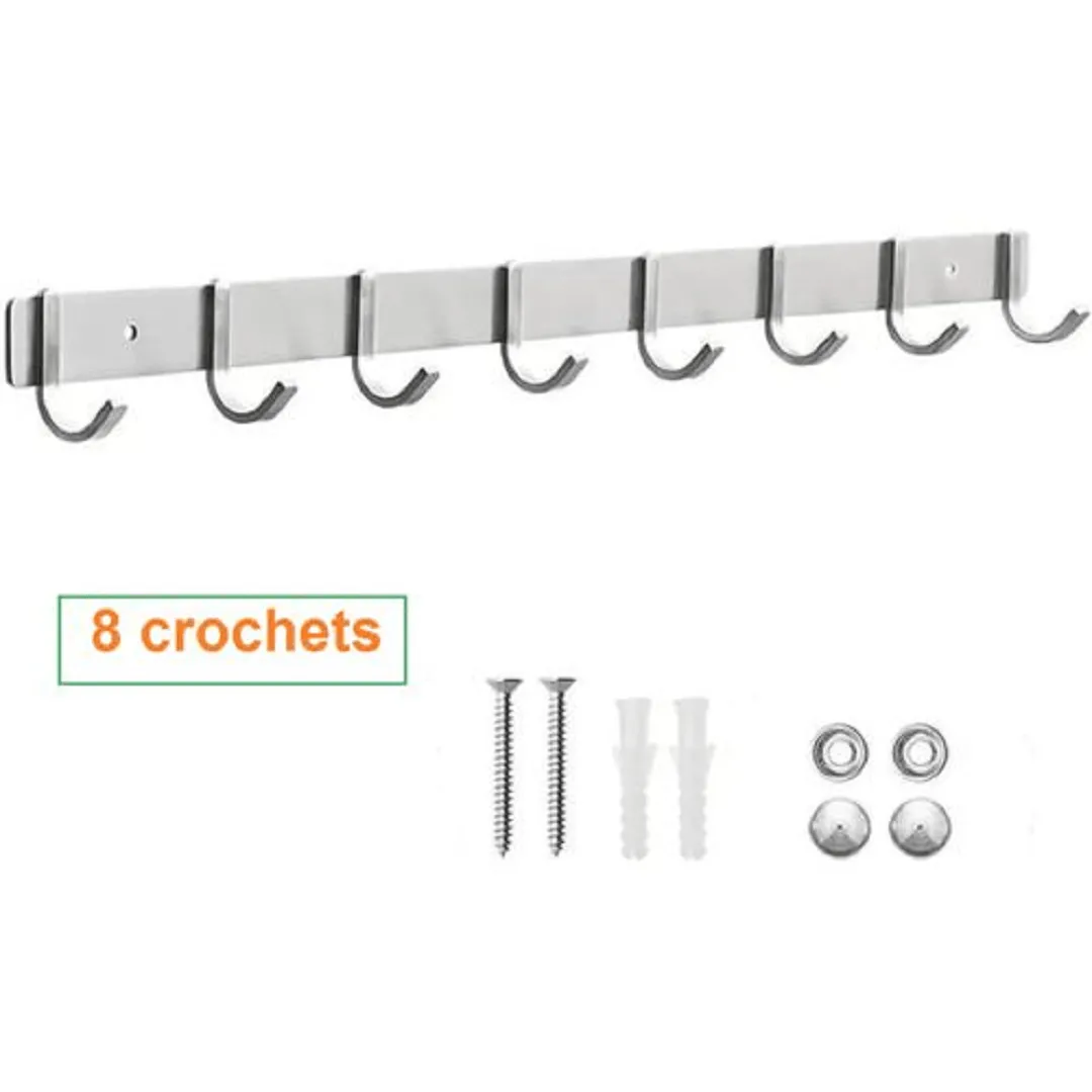 8 crochets en métal et aluminium pour salle de bain