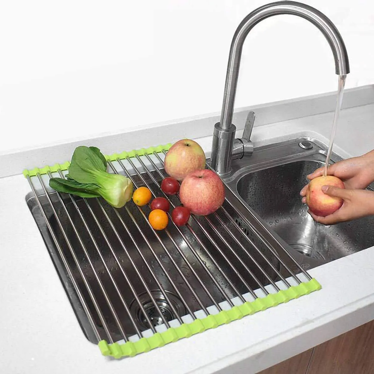Égouttoir à Vaisselle Pliable en Inox pour Fruits et Légumes lavabo