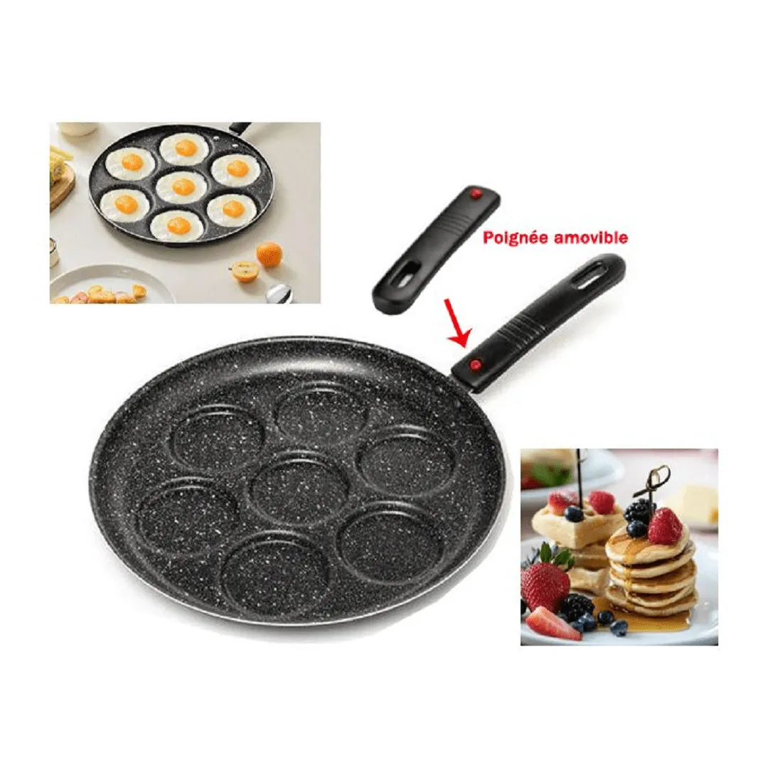 Poêle en granite pour crêpes avec une poignée amovible Anti adhésif