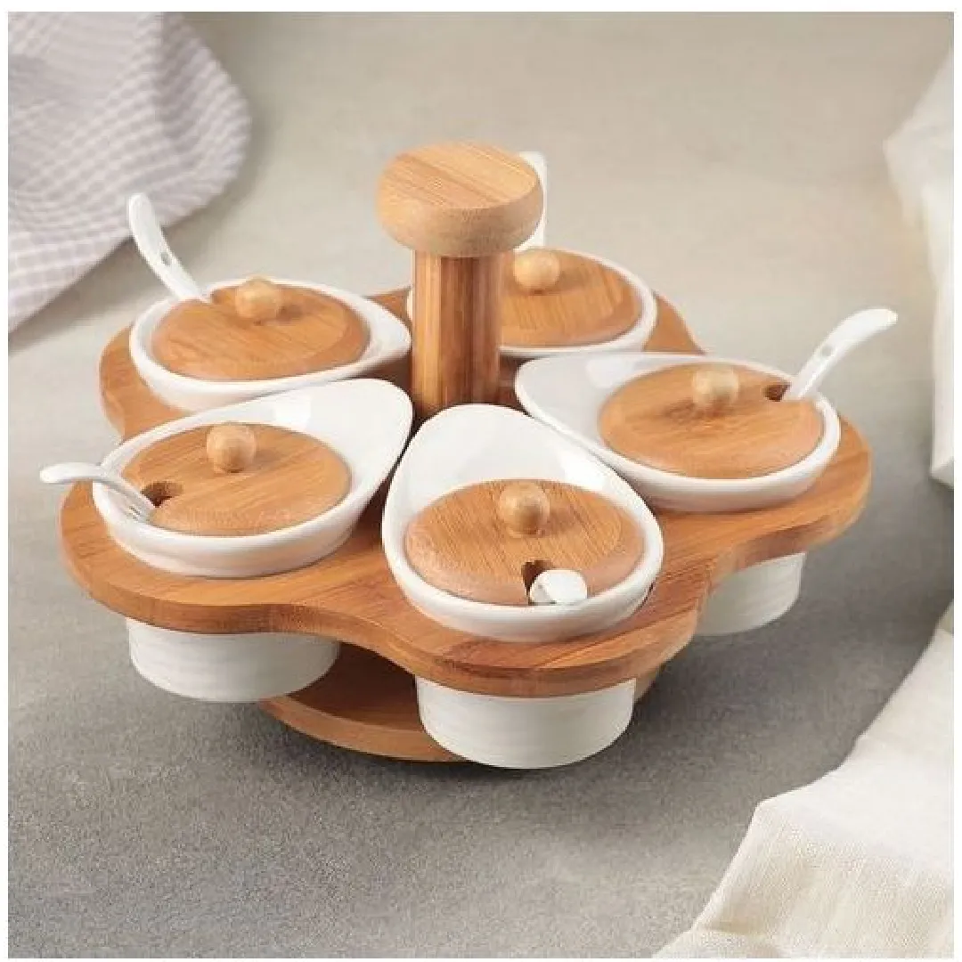 Lot De 5 Pots A Épices En céramique Avec couvercles