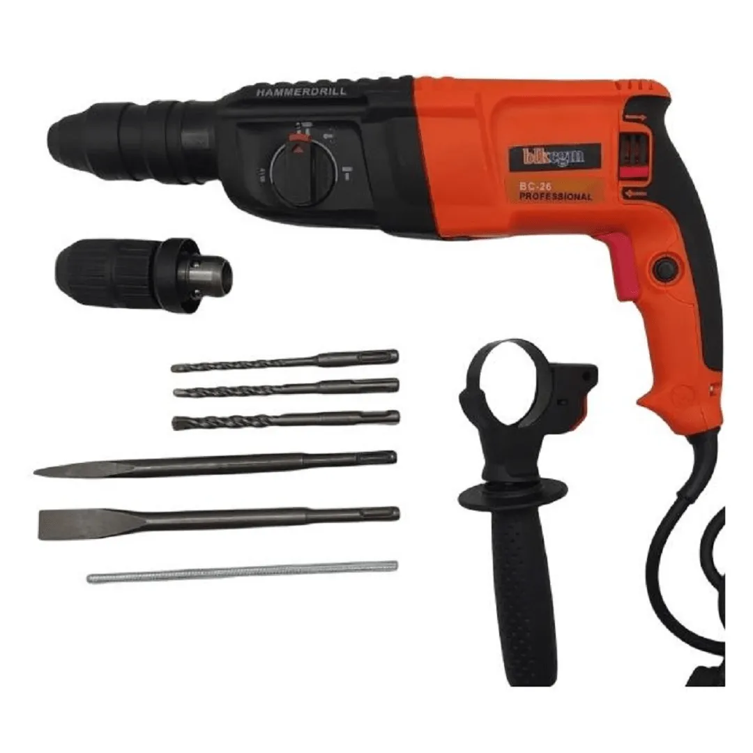 Marteau rotatif électrique 3 fonctions avec boîte et 5 accessoires de perceuses