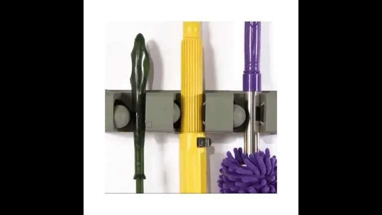 Porte-balais mural pour rangement, 3 Compartiments 4 Crochets, Porte-Mural multifonction