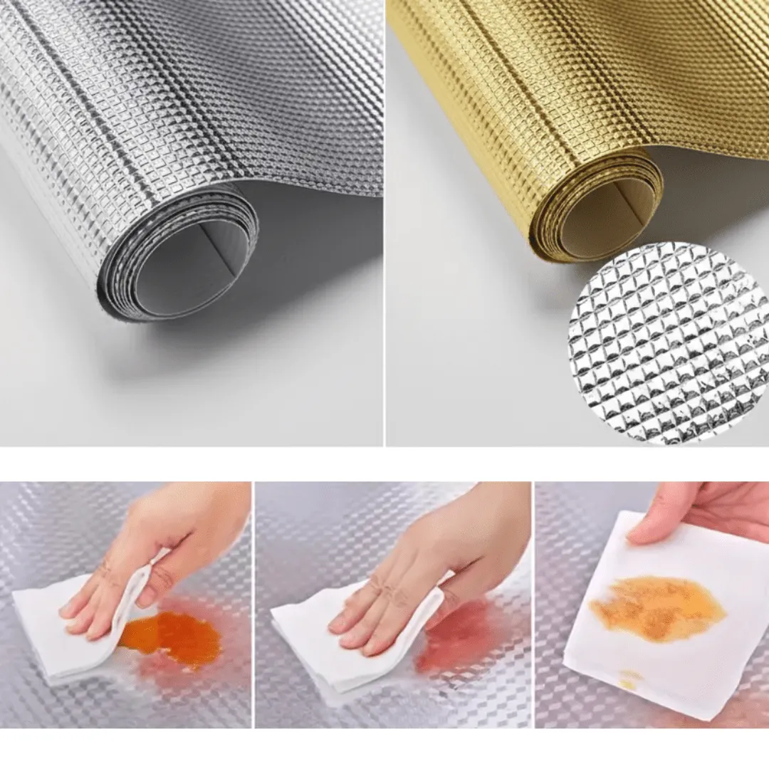 feuille de placard d'argent en aluminium polyvalent facile à couper 45 x 200cm (colleur aléatoire)