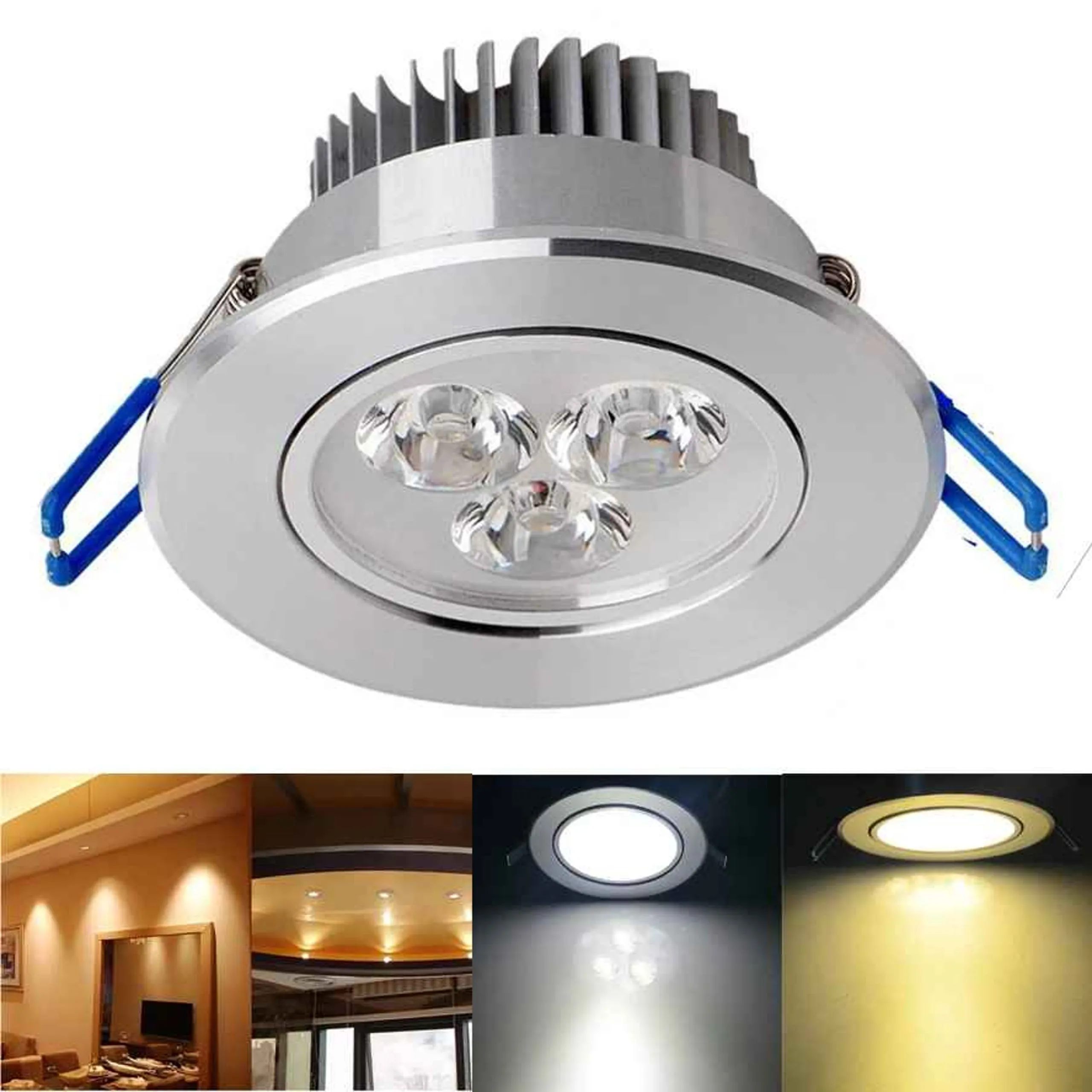 Plafonnier intégré LED, plafonnier encastré blanc chaud blanc froid 3W