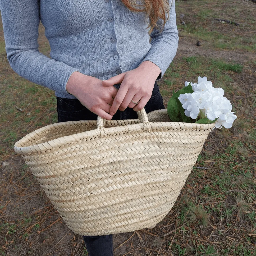 Grand sac en paille brute panier de courses multi-usage