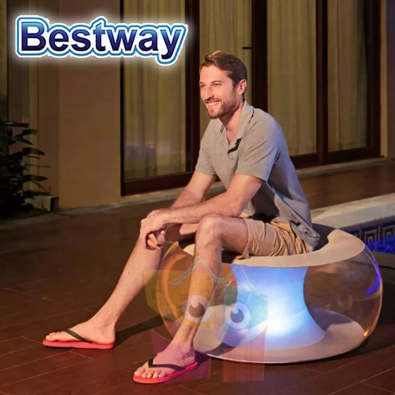 Pouf Gonflable Rond avec LED Multicolore,Chaise gonflable Bestway