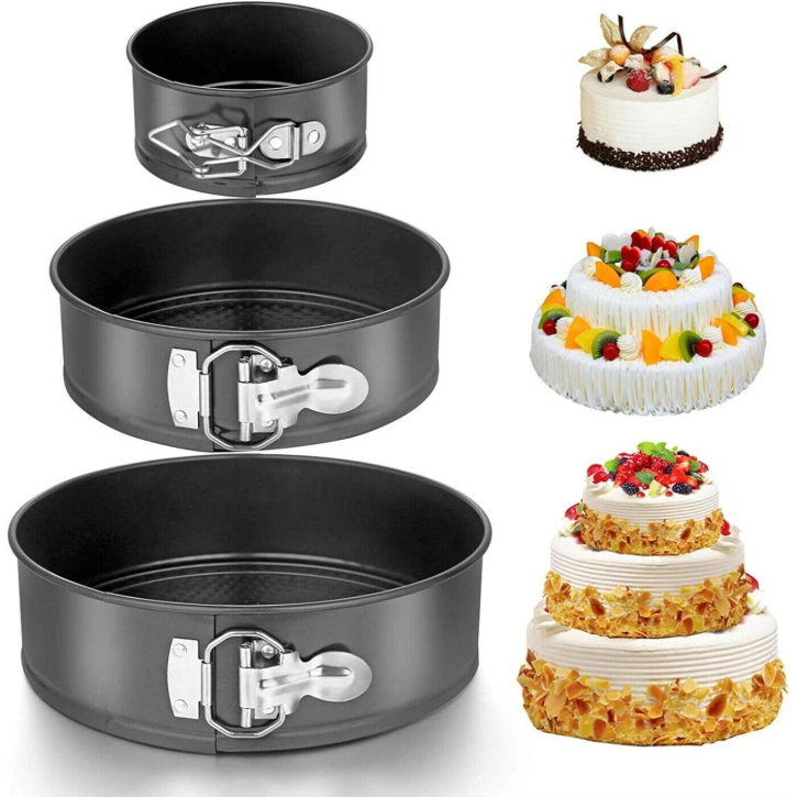 Lot de 3 moules à gâteau ronds à charnière réglable, pratiques pour pâtisserie maison