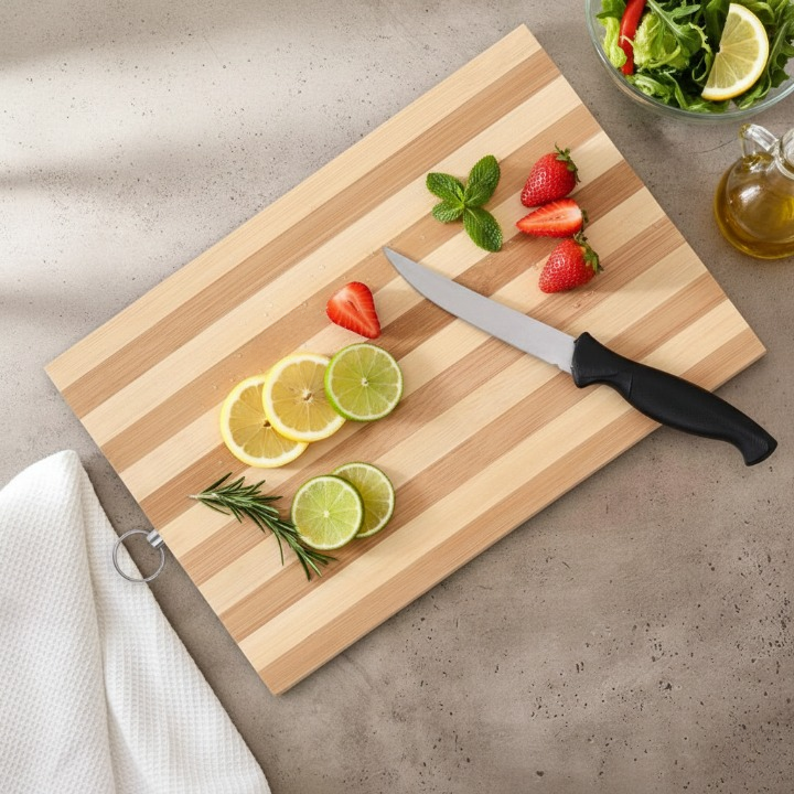 Planche à découper multifonctionnelle en bambou, idéale pour légumes et préparation des aliments