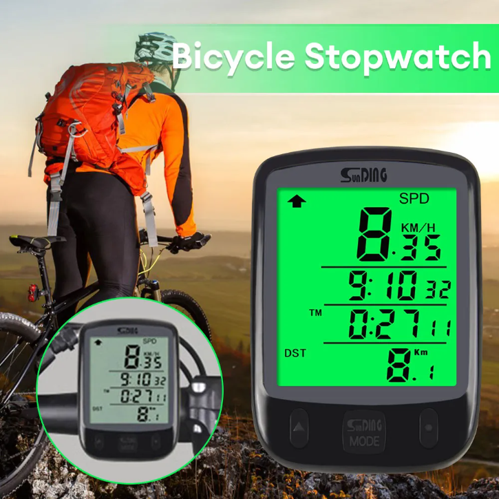 Compteur vélo digital avec écran LCD rétroéclairé et fonction odomètre, résistant à l’eau