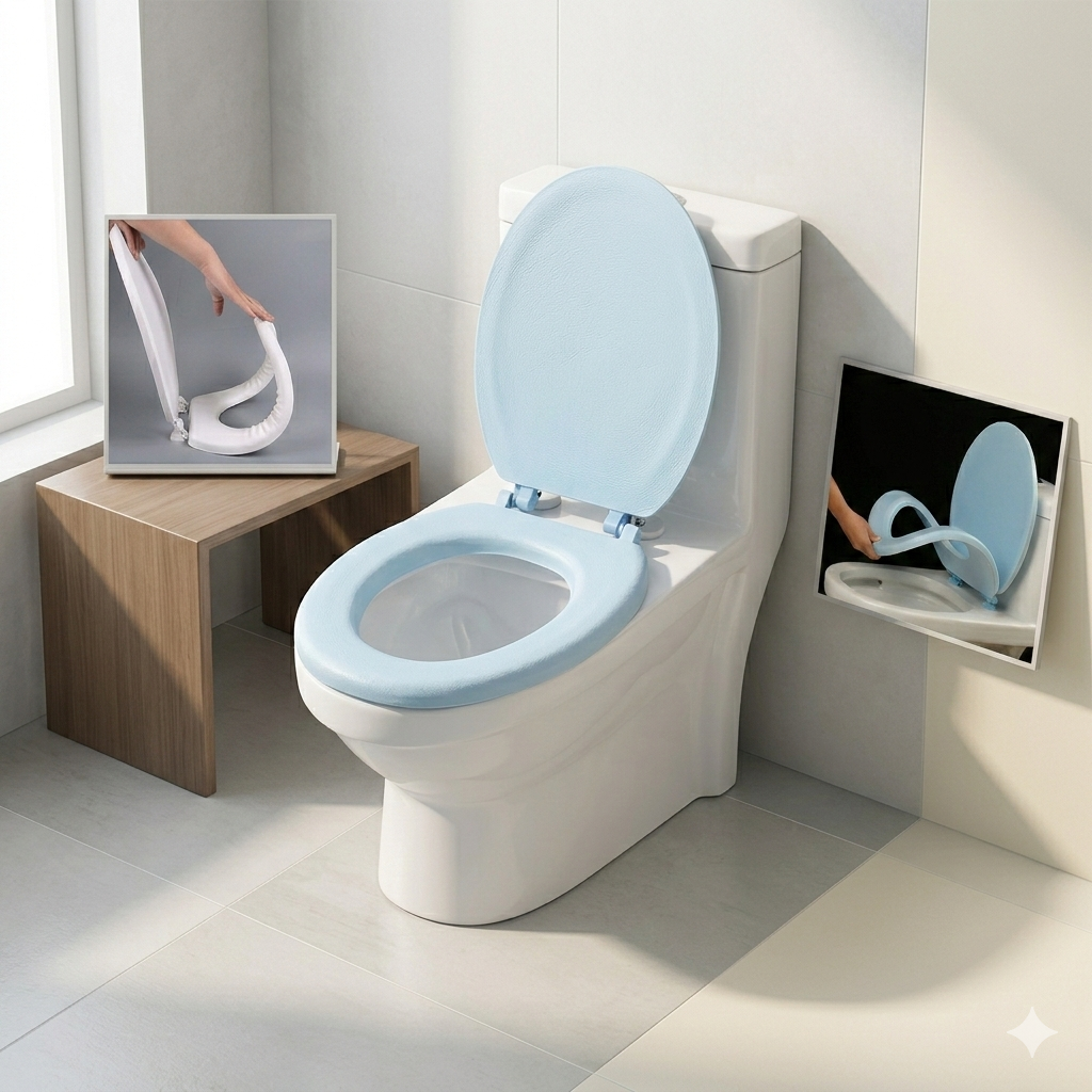 Autocollant de Siège de Toilette en Silicone Imperméable, protecteur de tabouret chaud