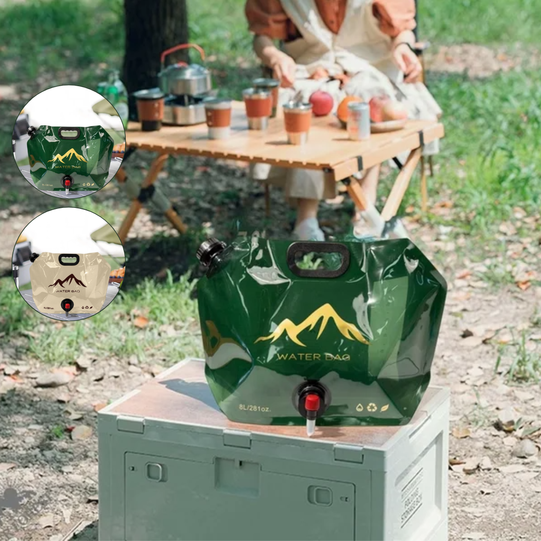 Sac pliable isotherme 8L avec robinet, réservoir d’eau portable pour camping et activités de plein air (colleur aléatoire)