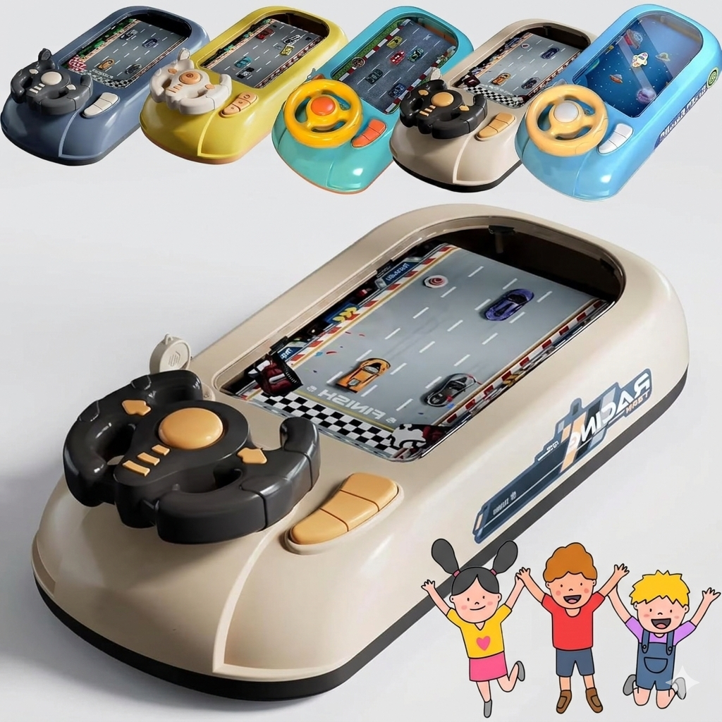 Volant de jouet pour enfants avec simulation de conduite et musique interactive.