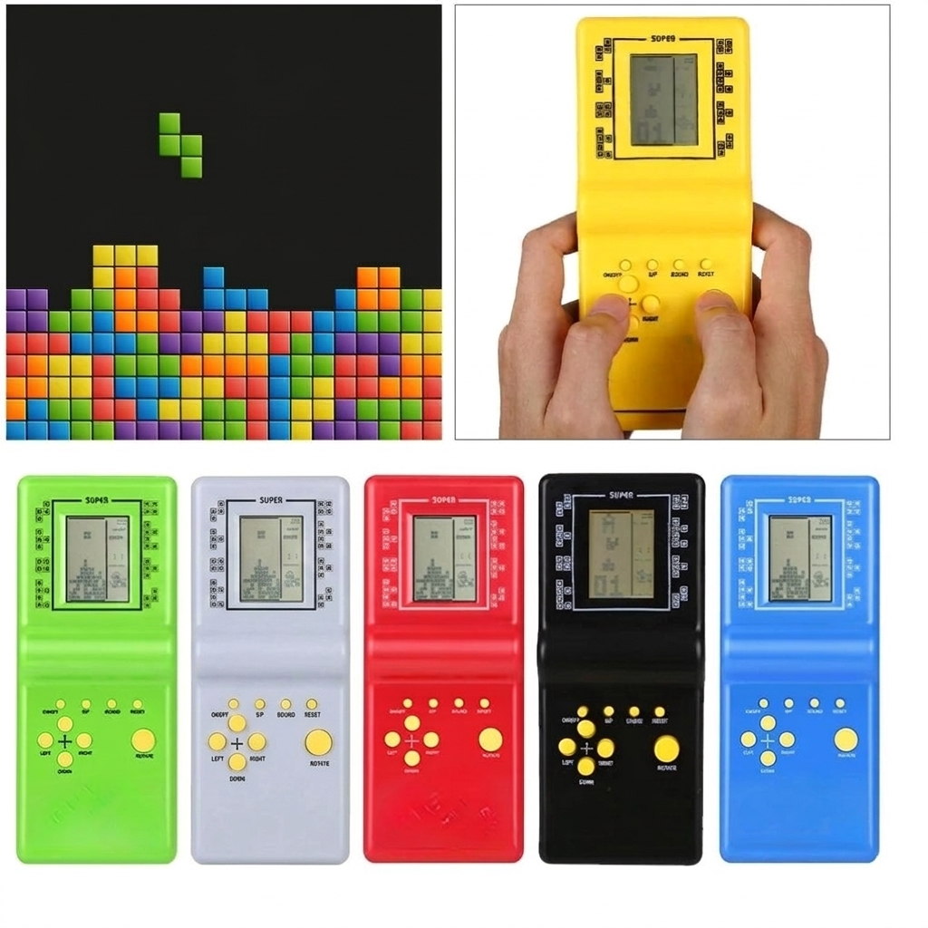 Jeu Tetris Classique – Briques électroniques avec écran LCD rétro, jeu vintage (colleur aléatoire).