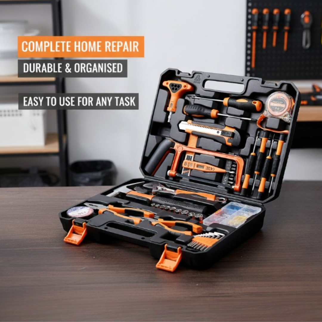 Kit complet d’outils de réparation pour la maison et l’automobile avec coffret de rangement