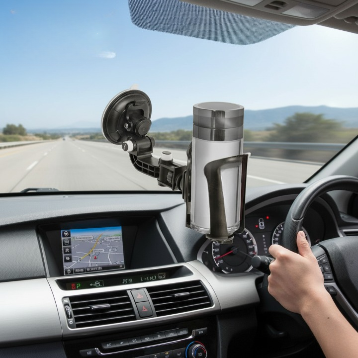 Support de gobelet pour voiture avec ventouse ou fixation sur grille d’aération