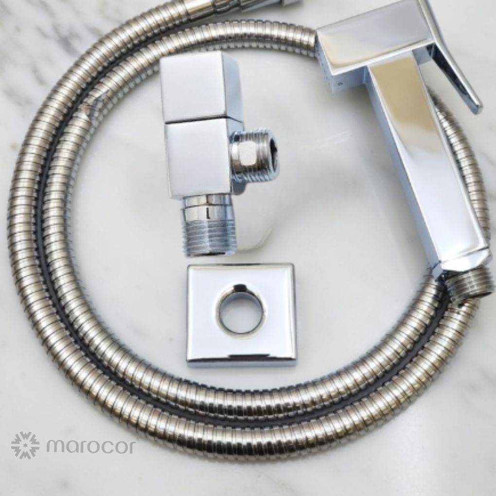 Douchette de Toilette (Bidet) Haut de Gamme - Design Carré Chrome