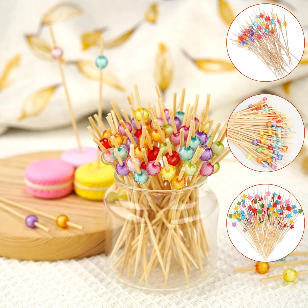100 piques apéritif en bois en forme de cœur pour brochettes et décorations de fête (désigne aléatoire)