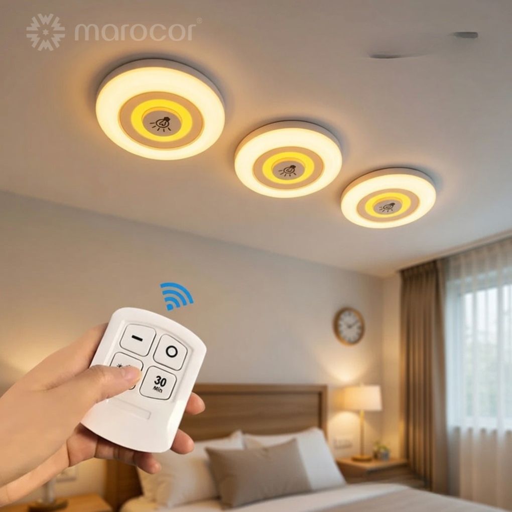Lot de 3 Lampes LED Sans Fil avec Télécommande  pour Placards, Cuisine et Escaliers