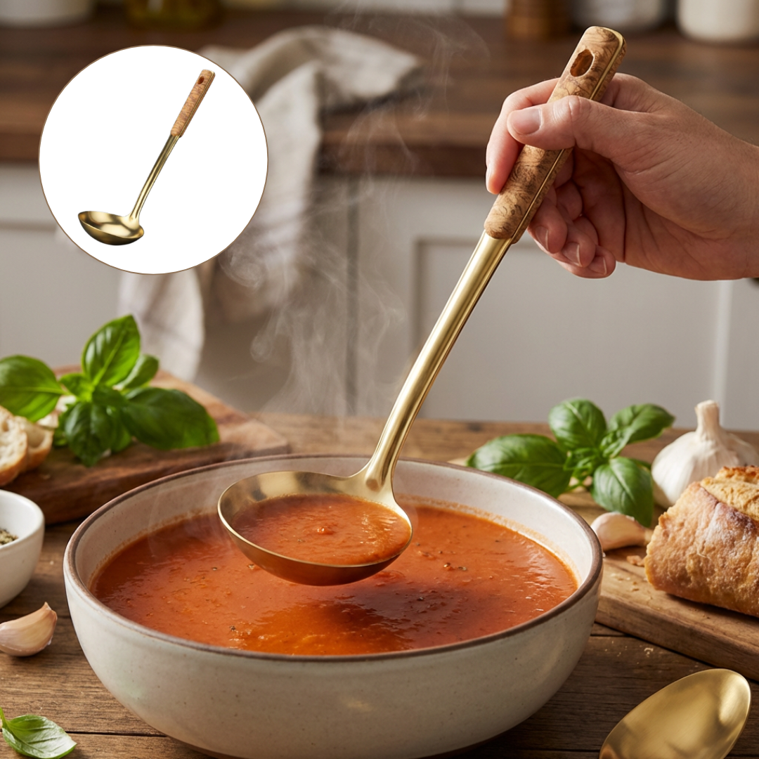 Grande louche robuste pour soupe et cuisine quotidienne