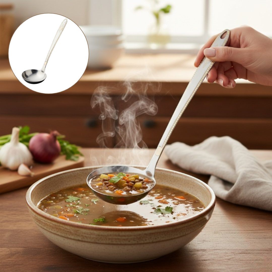 Louche robuste et pratique pour servir soupes et sauces
