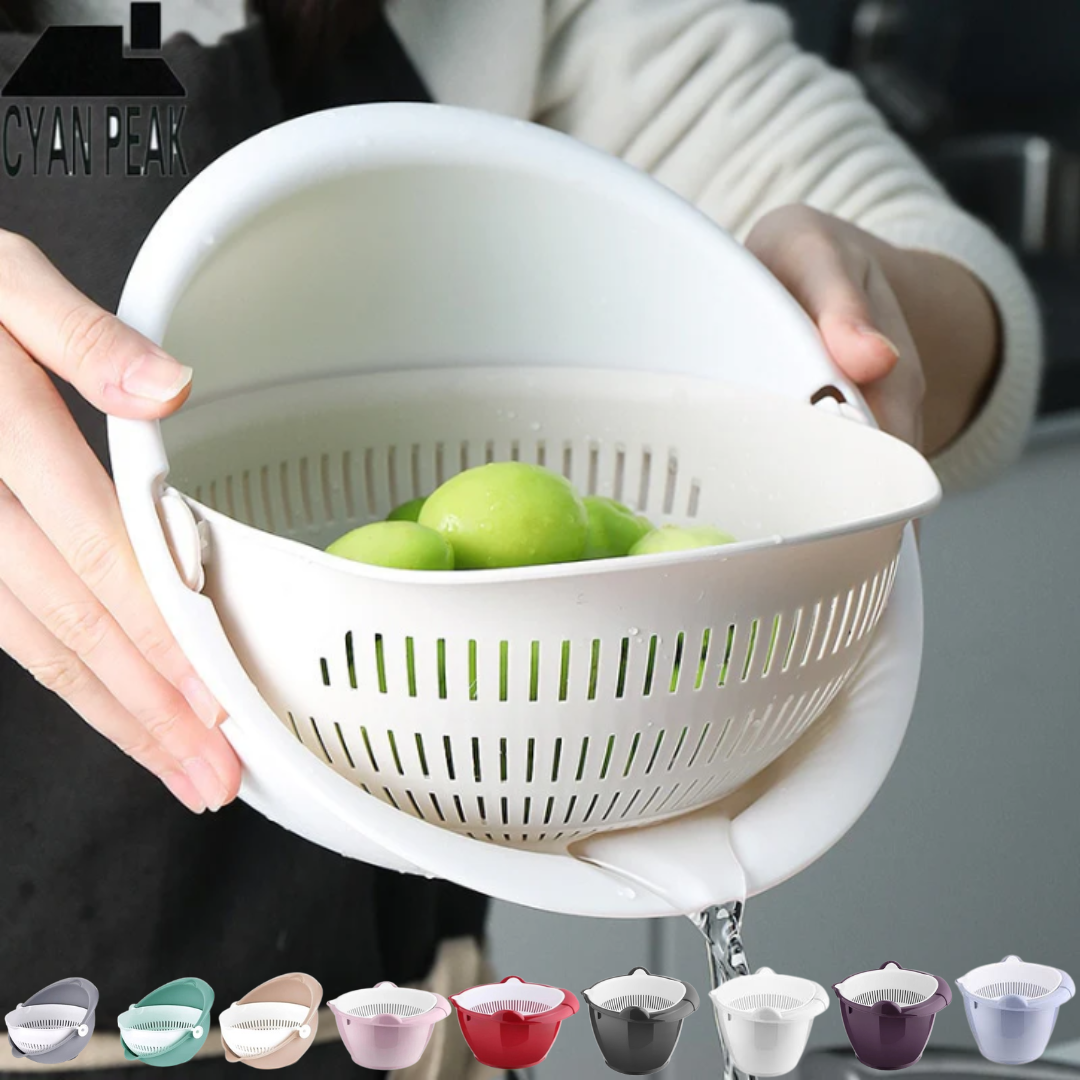 Passoire rotative à double couche pour lavage de fruits et légumes (colleur aléatoire)