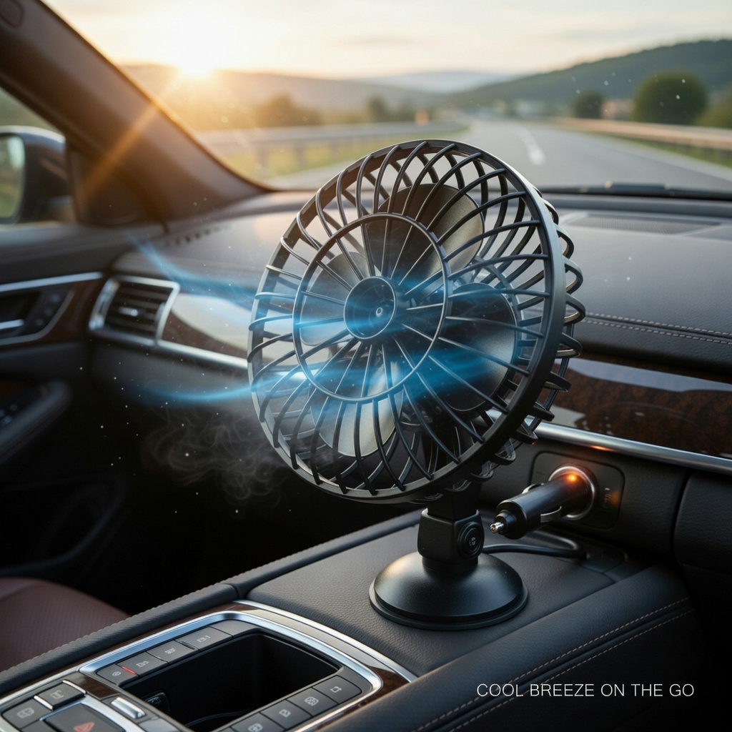 Mini ventilateur rotatif avec ventouse pour voiture à alimentation allume-cigare