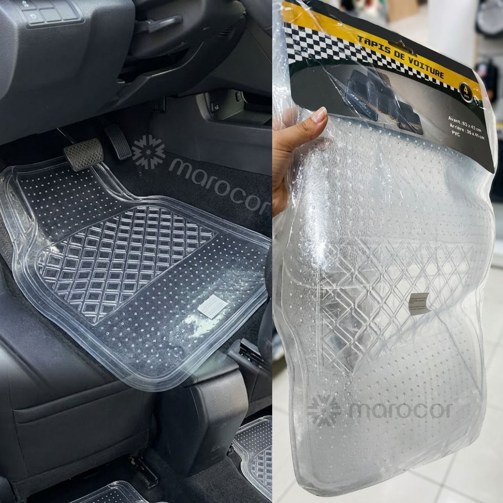 4 Tapis de Sol pour Voiture Transparent en PVC Haute Qualité - Protection Totale
