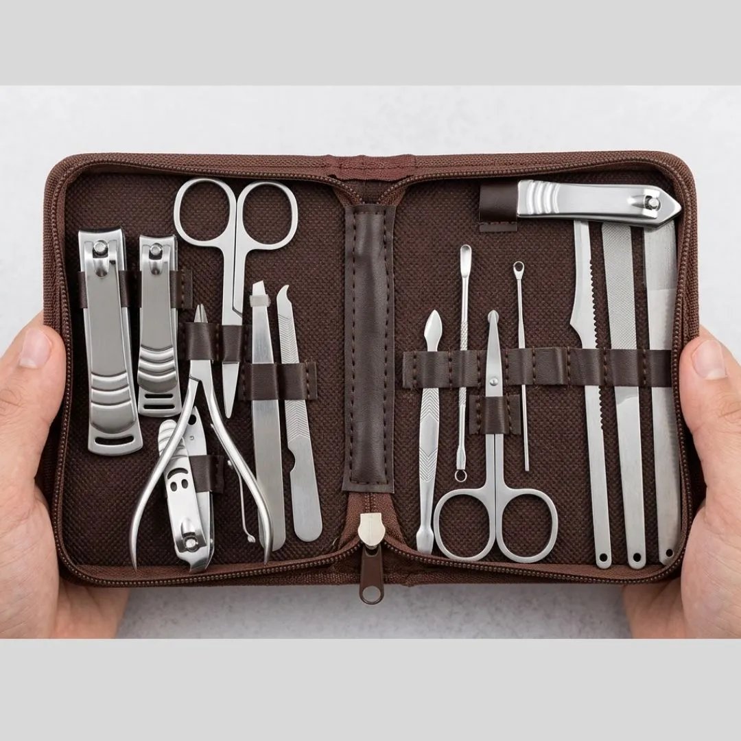 Set de Manucure et Pédicure Professionnel – Trousse Complète en Acier Inoxydable