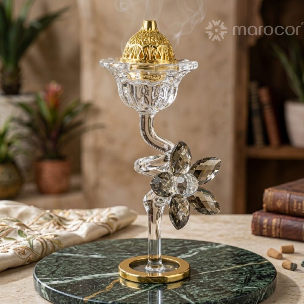 Brûleur d'Encens en Verre Transparent pour le Eid Ramadan Mubarak ,décoration de la maison