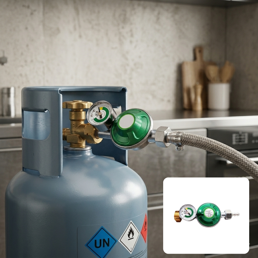 Régulateur de gaz avec manomètre et sécurité intégrée