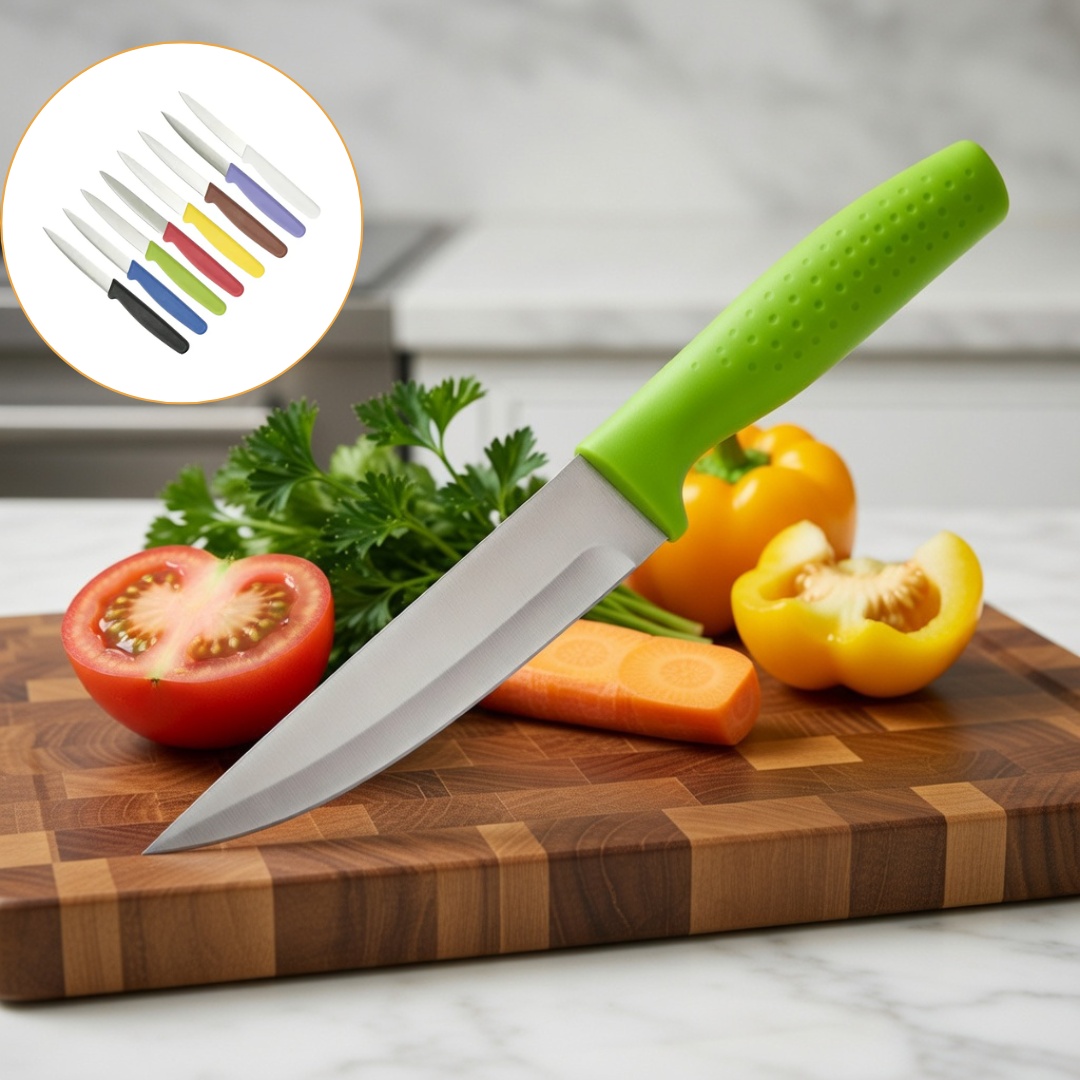 Couteau de cuisine polyvalent ultra-tranchant, idéal pour viande et légumes avec pointe incurvé colleur aléatoire