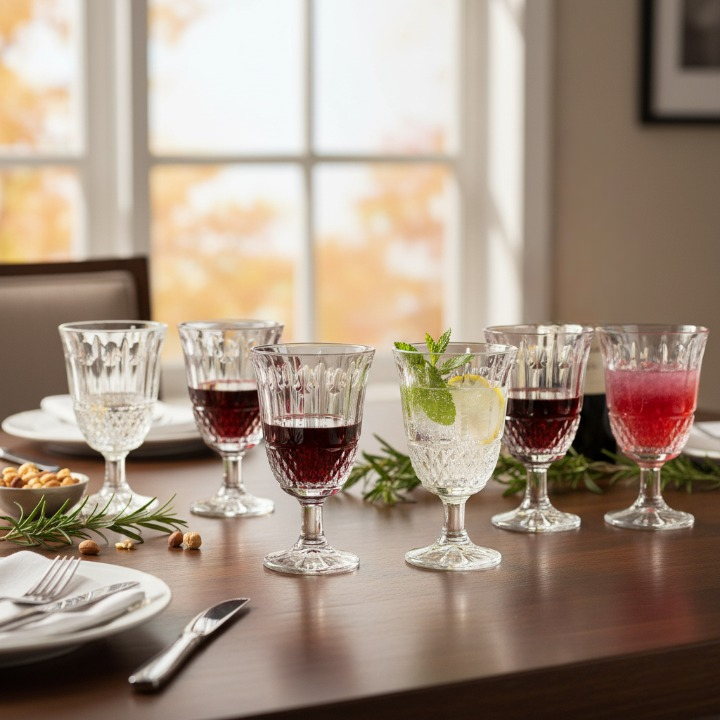 Ensemble de 6 verres à jus en verre transparent style marin