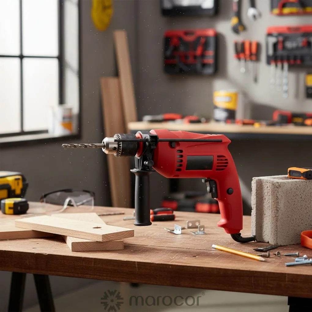 Perceuse Électrique 500W à Percussion – Vitesse Réglable, Mandrin 13 mm pour Bois, Métal et Béton