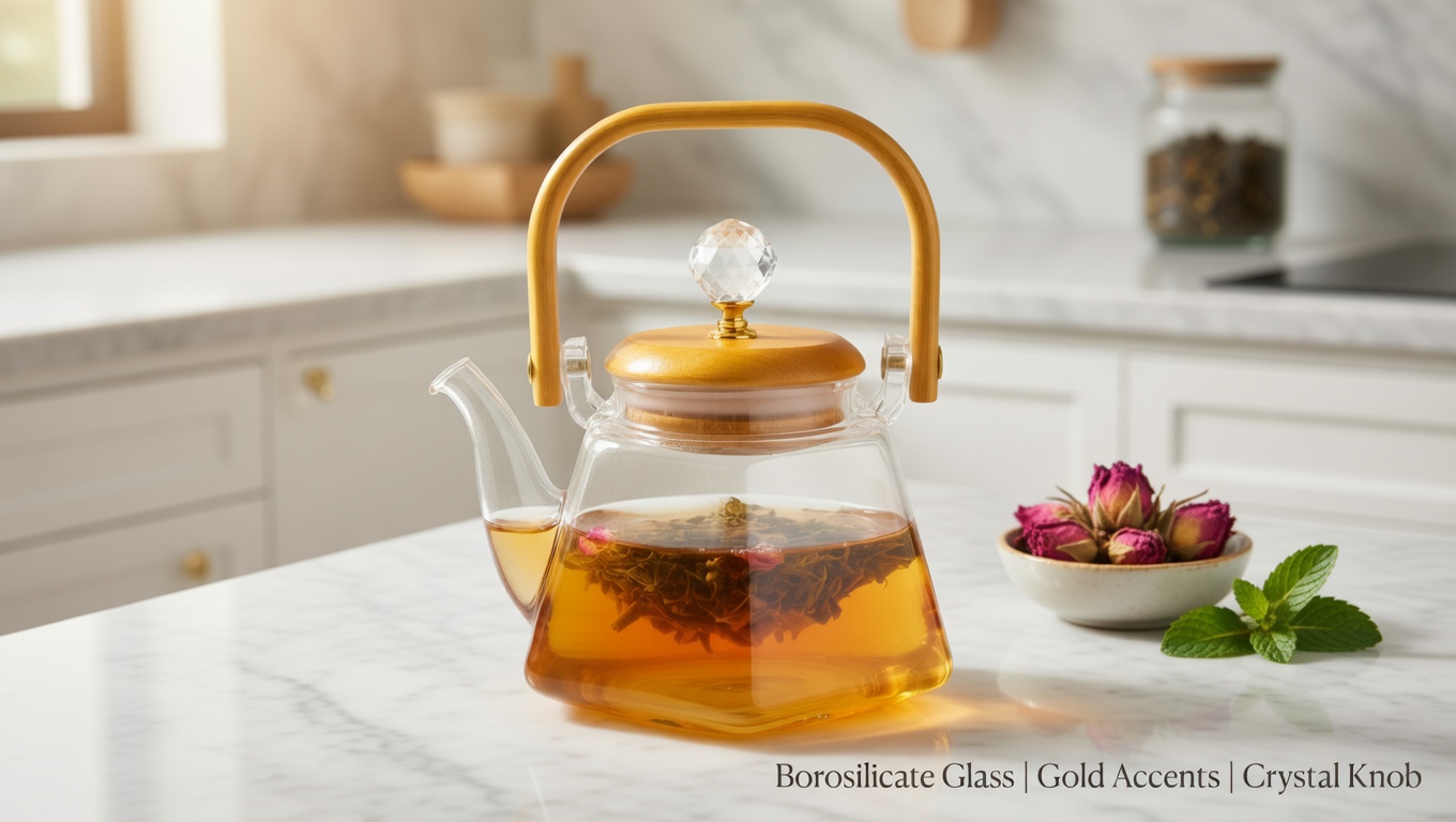 Bouilloire-théière en verre pour infusion d’herbes et boissons chaudes