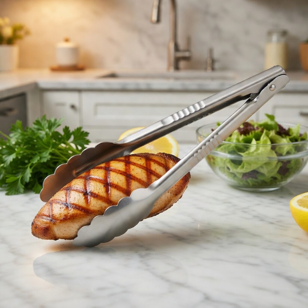 Pince de cuisine polyvalente en acier inoxydable, résistante à la chaleur, pour barbecue, pâtisserie et service