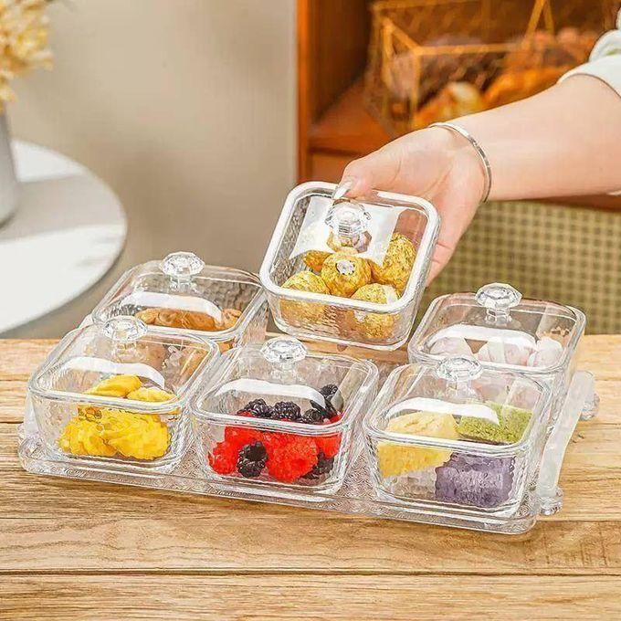 Plateau de service compartimenté avec 6 sections et couvercles pratiques