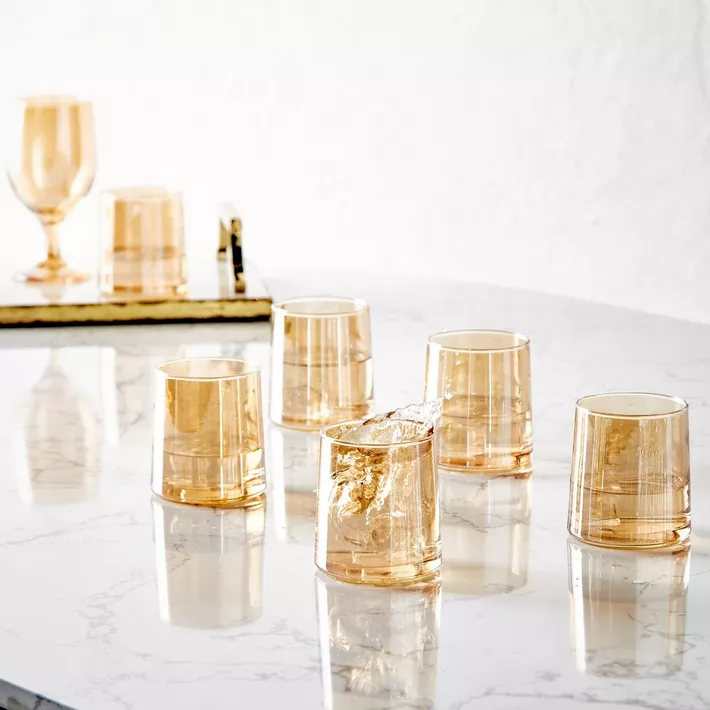 Lot de 6 verres vintage pour jus et eau, élégants et pratiques